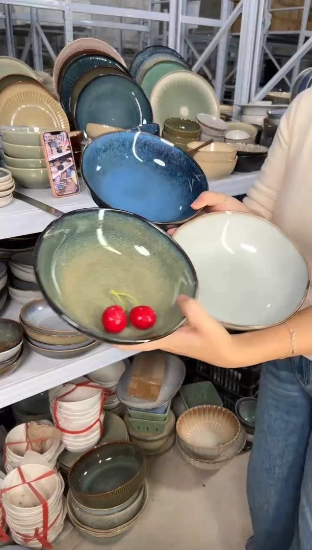 陶瓷外贸尾货瑕疵满20包邮X3菜碗组合