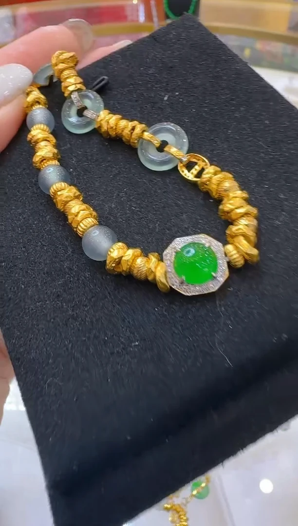 足金镶嵌手链翡翠多样性团购发一件