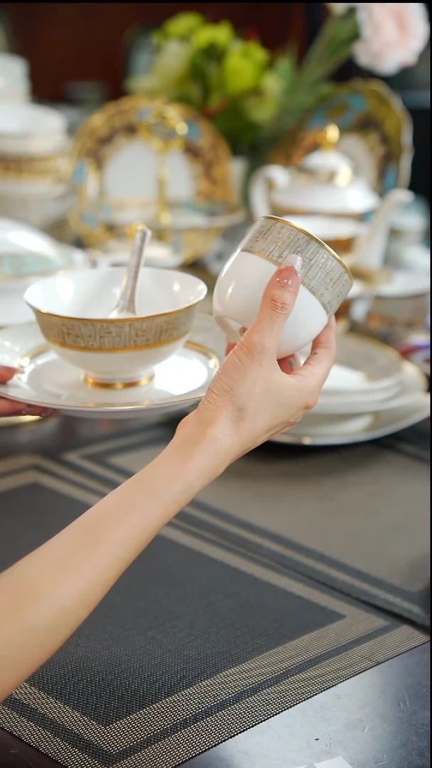 瓷片摆台三件套+茶杯