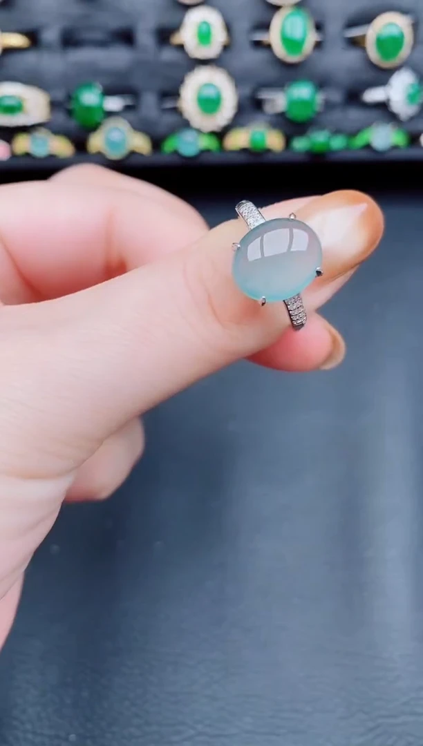 【闪购商品】翡翠戒指银S925镶嵌天然A货翡翠86