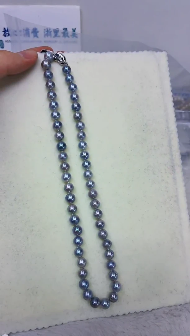 未镶嵌DA海水珍珠灰珠串链8-9 y793