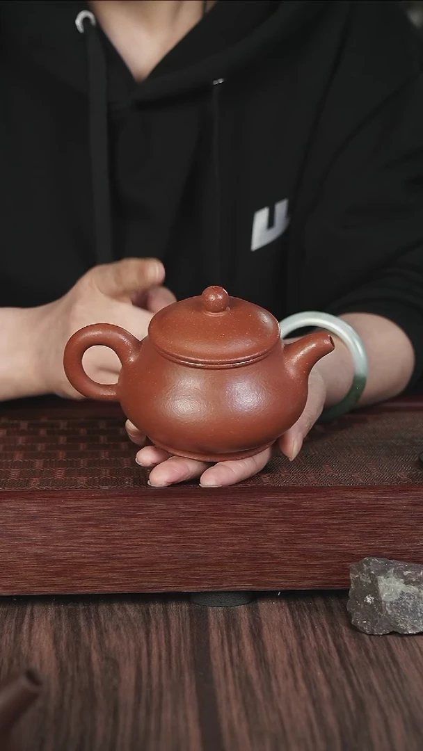 紫砂茶壶新品  红降坡  潘壶