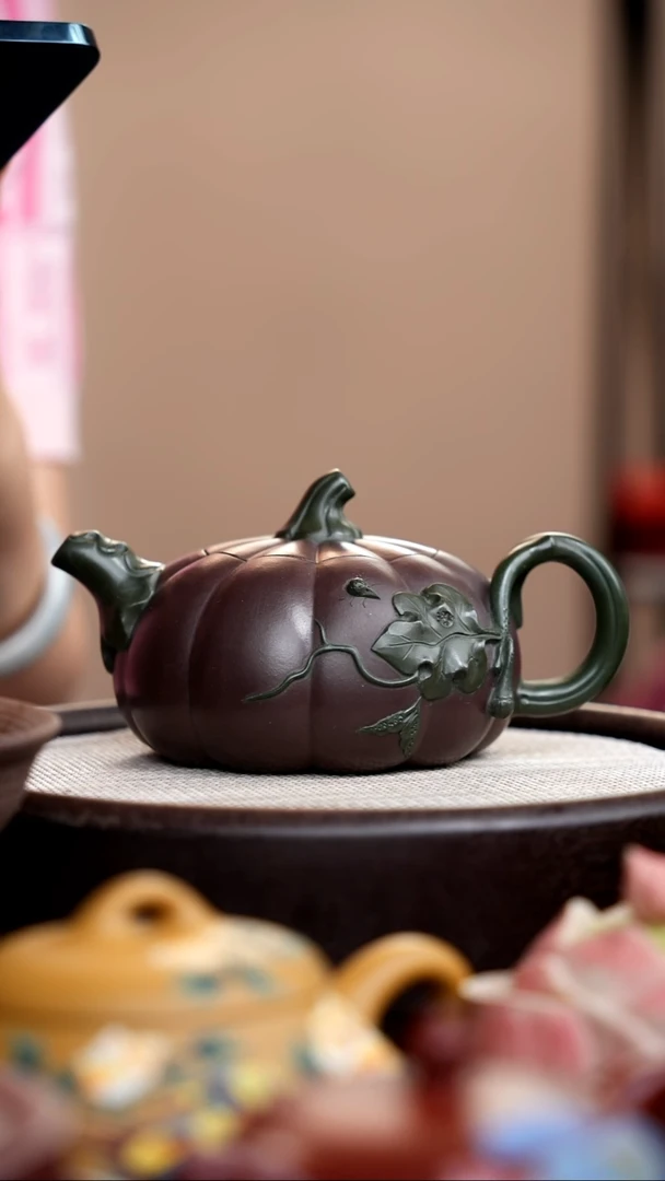 茶壶紫砂紫泥双色南瓜壶
