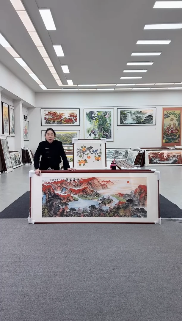 国画手绘  鸿运当头 219*88