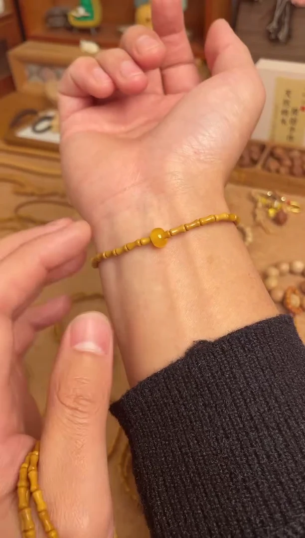 竹节手串一物一拍单圈加黄跑环