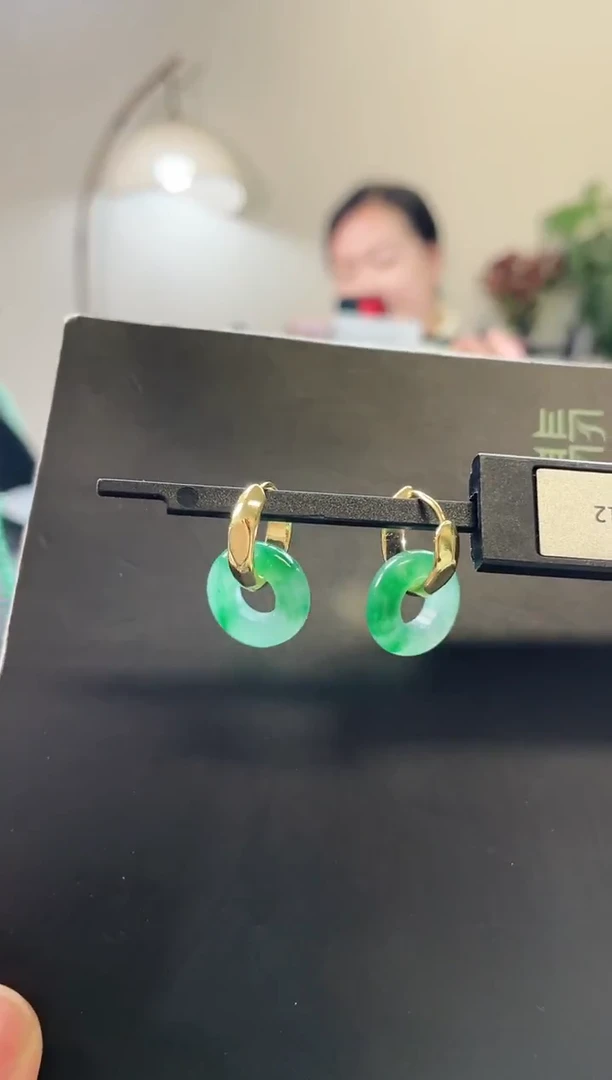 合金石英质玉耳钉甜甜圈耳饰