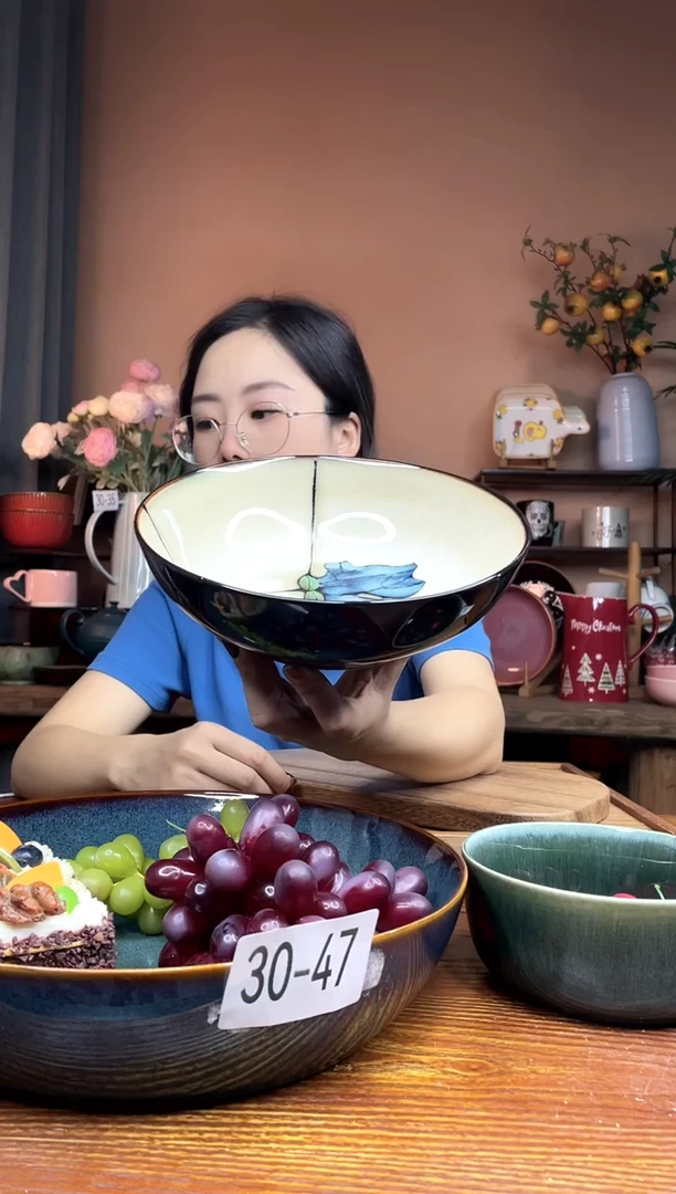 陶瓷8英寸木兰花汤面碗 微瑕疵