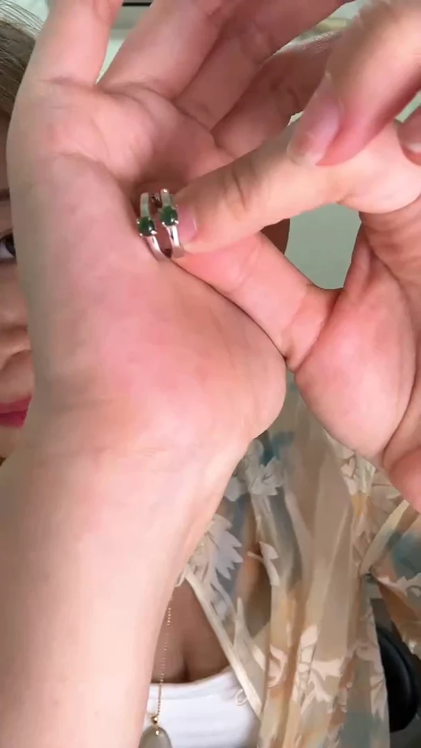 翡翠银S925镶嵌耳饰老*耳扣