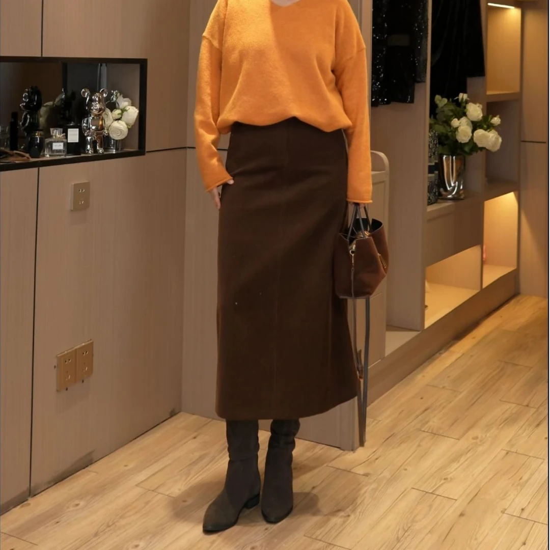 （清货）新款复古灯芯绒高腰显瘦半身裙