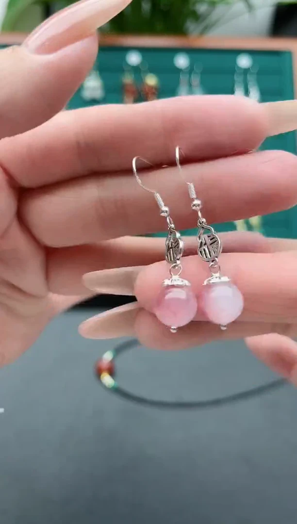 【闪购商品】玛瑙/玉髓耳饰银S925镶嵌080