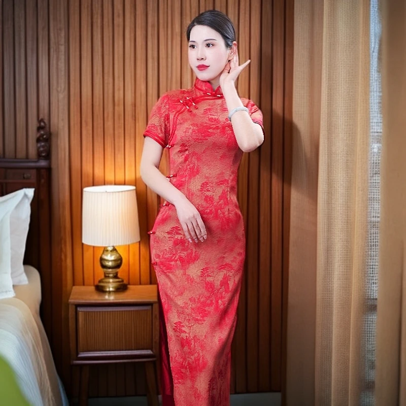 菡霞  2025长款改良旗袍新款女民国风复古修身日常