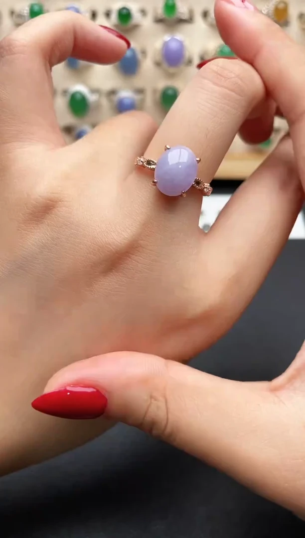 银S925镶嵌戒指翡翠一物一证一礼盒