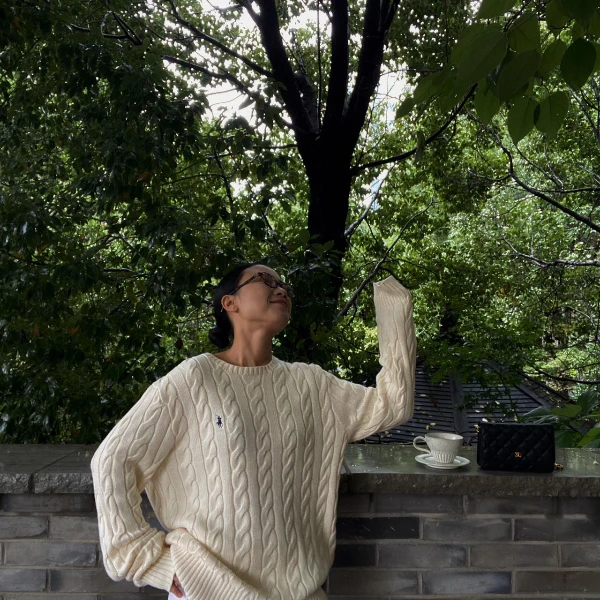 宽松型针织时尚宽松打底休闲圆领毛衣常规长袖百搭纯色秋冬显瘦