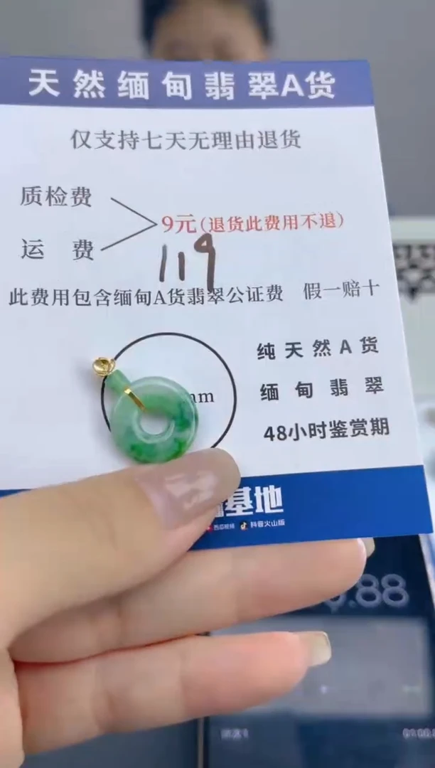 颈饰18K金镶嵌翡翠l****多天然A货翡翠  119