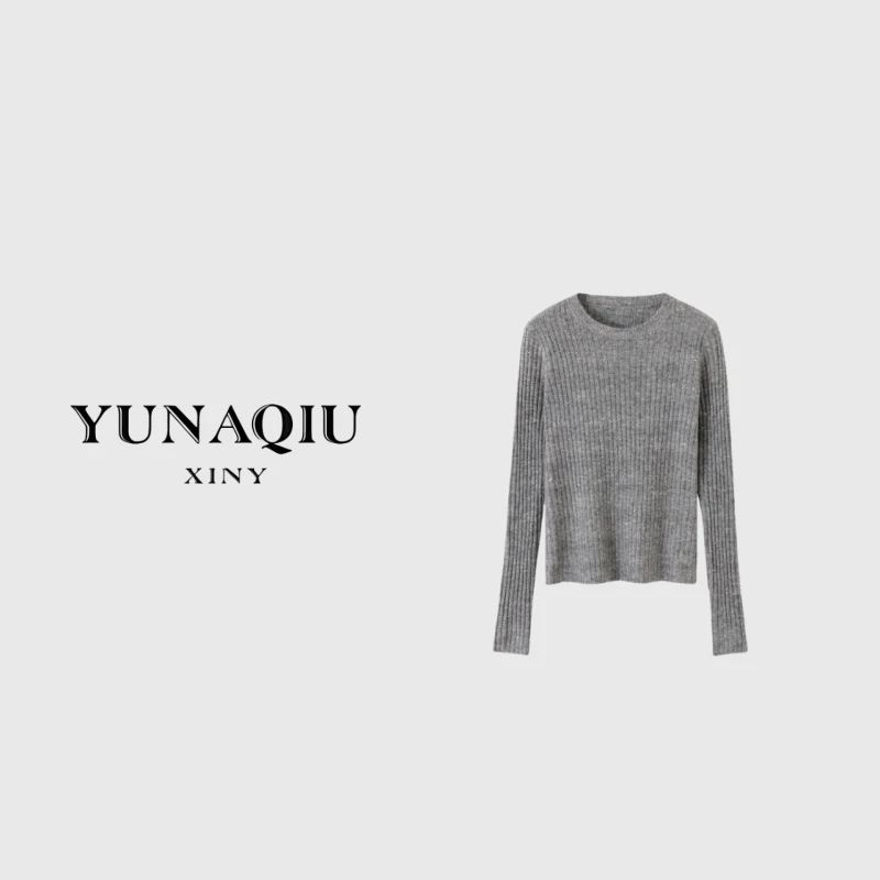 YUNAQIU-羊毛针织衫女重工圆领打底衫毛衣-1125