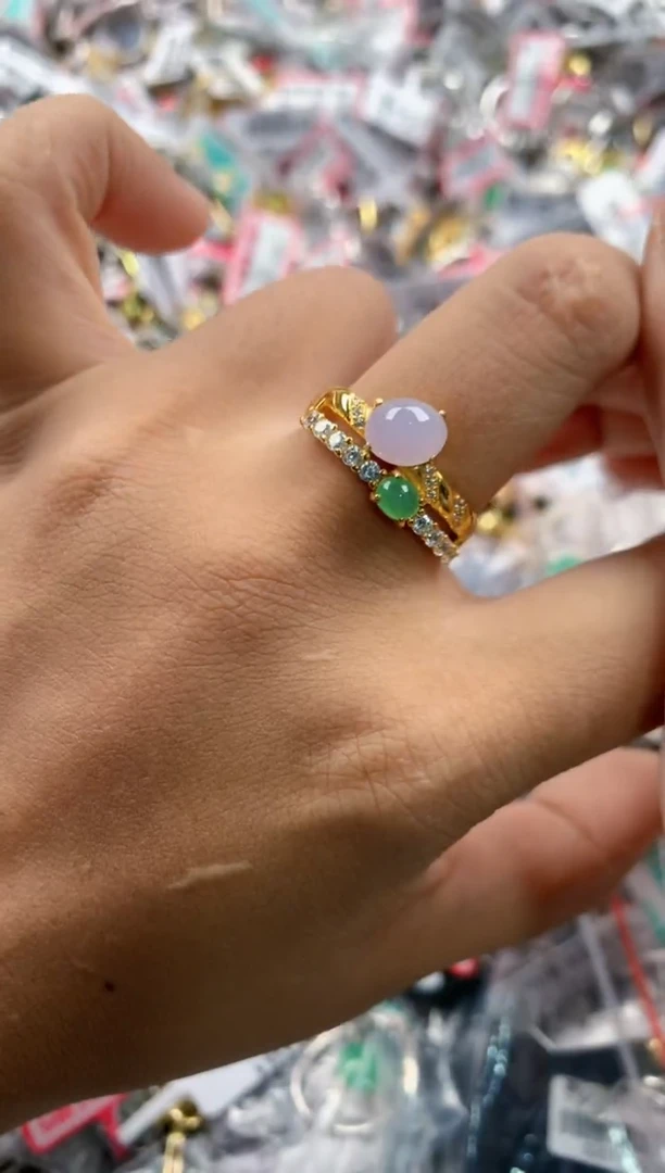 银S925镶嵌戒指翡翠444    1