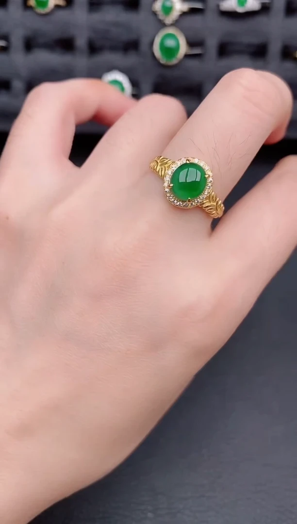 银S925镶嵌戒指翡翠天然a货翡翠211