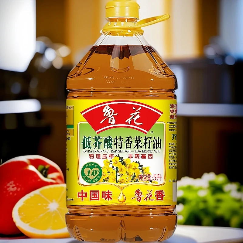 鲁花低芥酸特香菜籽油5L 自然物理压榨一级油家庭炒菜纯正食用油