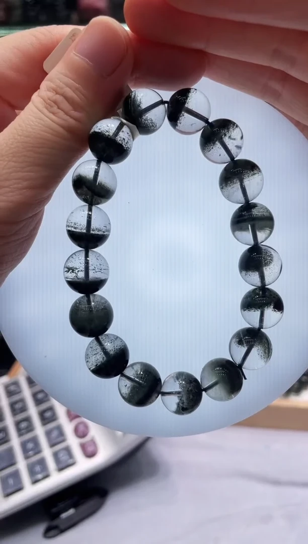 未镶嵌手链水晶绿幽灵聚宝盆卡12mm+