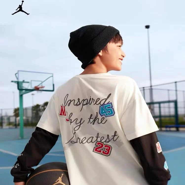 AIR JORDAN春秋休闲时尚童装长袖假两件男童T恤D103