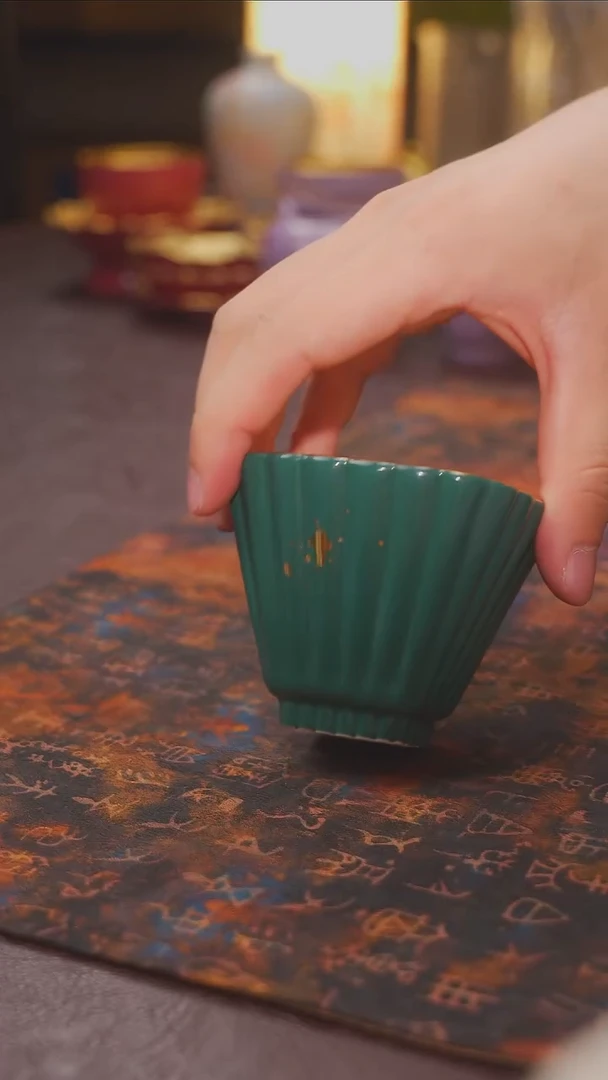茶杯紫砂【宜景窑松石绿鎏金系列】二十四节气