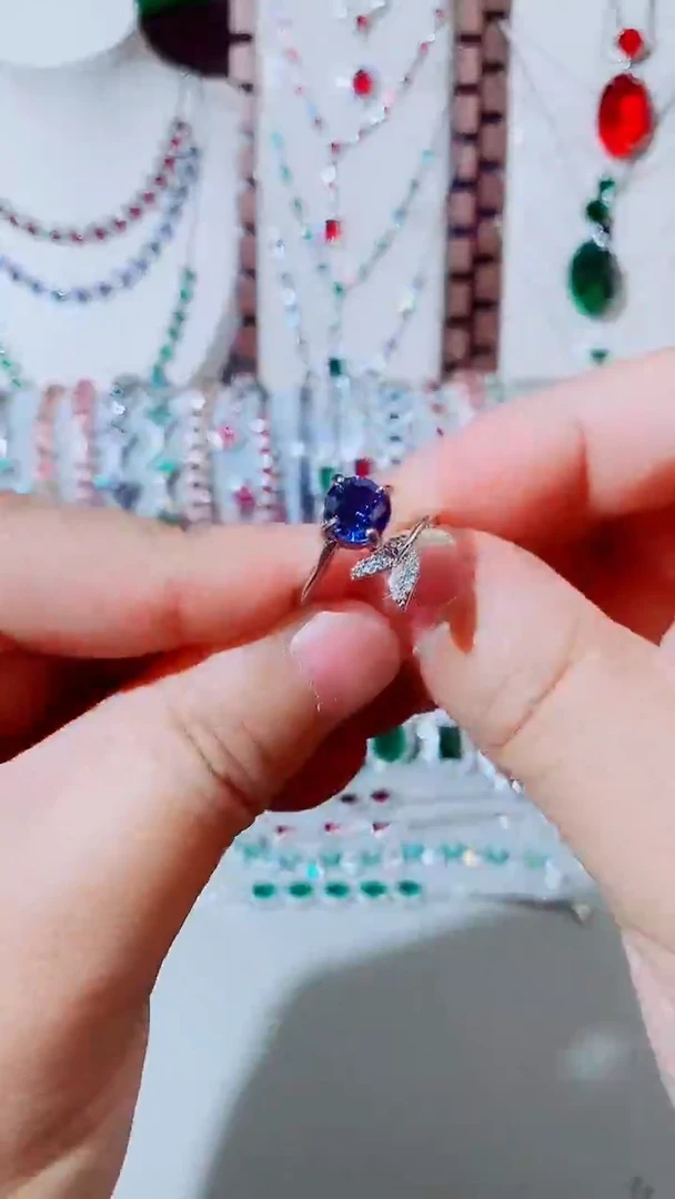 戒指蓝宝石未镶嵌蓝宝石鱼尾戒指