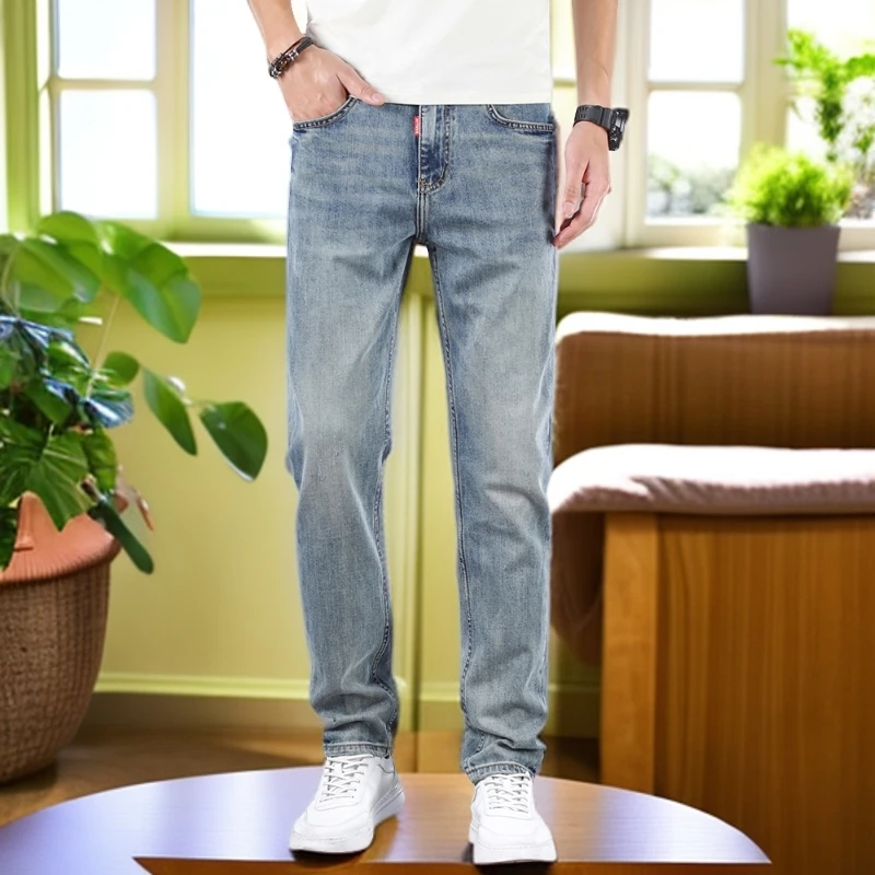 娜罗普西复古牛仔裤男士直筒宽松休闲男裤新款商务长裤子夏季薄款