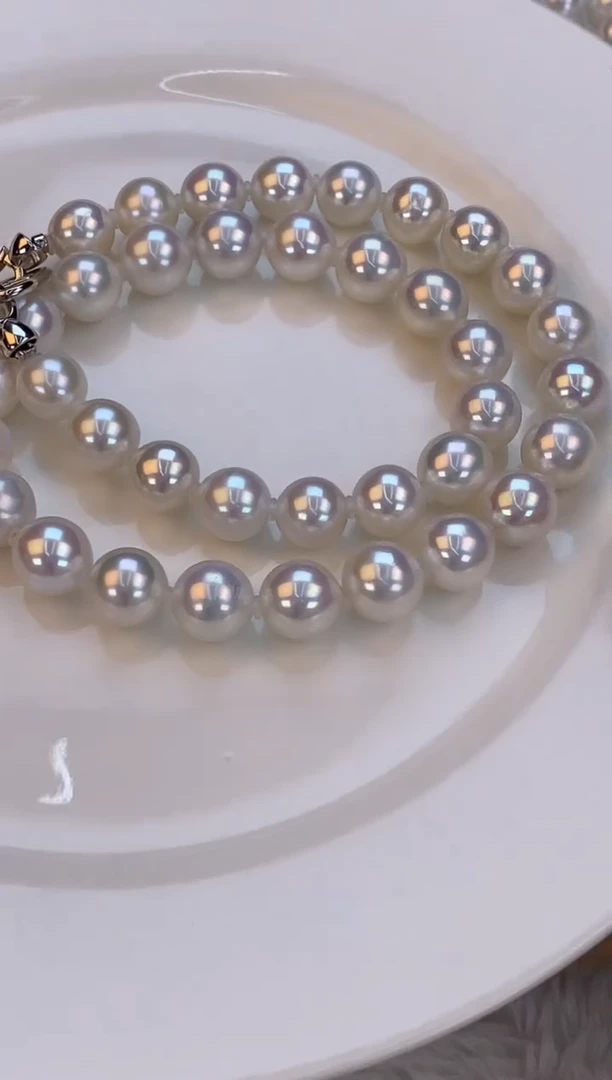 项链银S925镶嵌淡水珍珠10-11