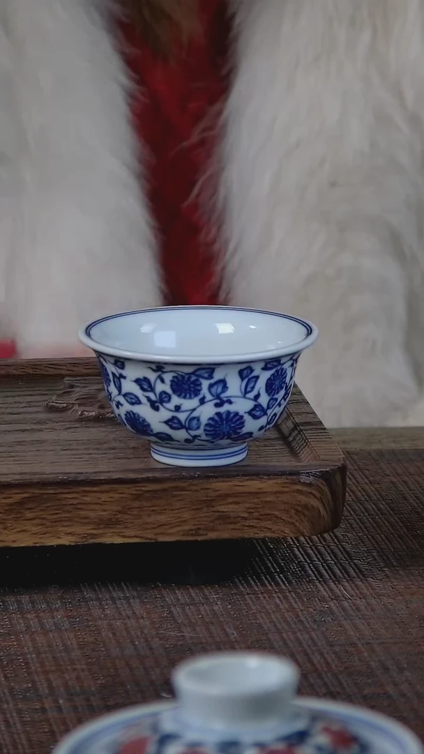 【闪购商品】折葵非器手工手绘缠枝压手杯双花