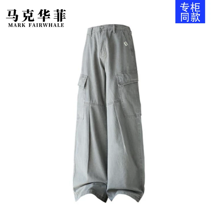 马克华菲秋季休闲裤美式灰色宽松男女西裤阔腿裤工装裤春秋