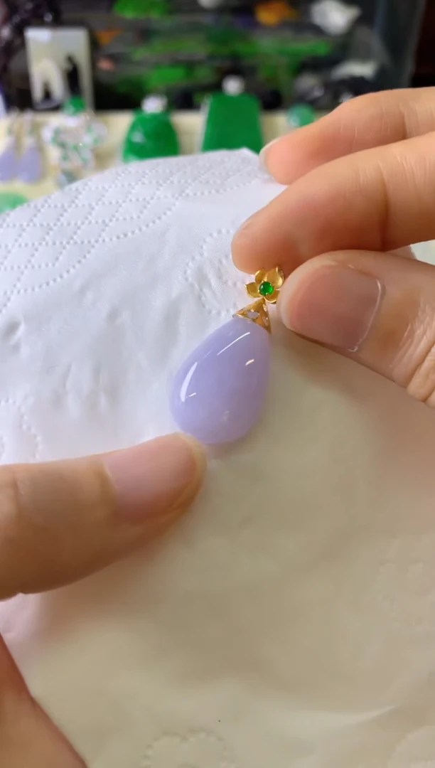 翡翠18K金镶嵌吊坠(不含链)繁*吊坠