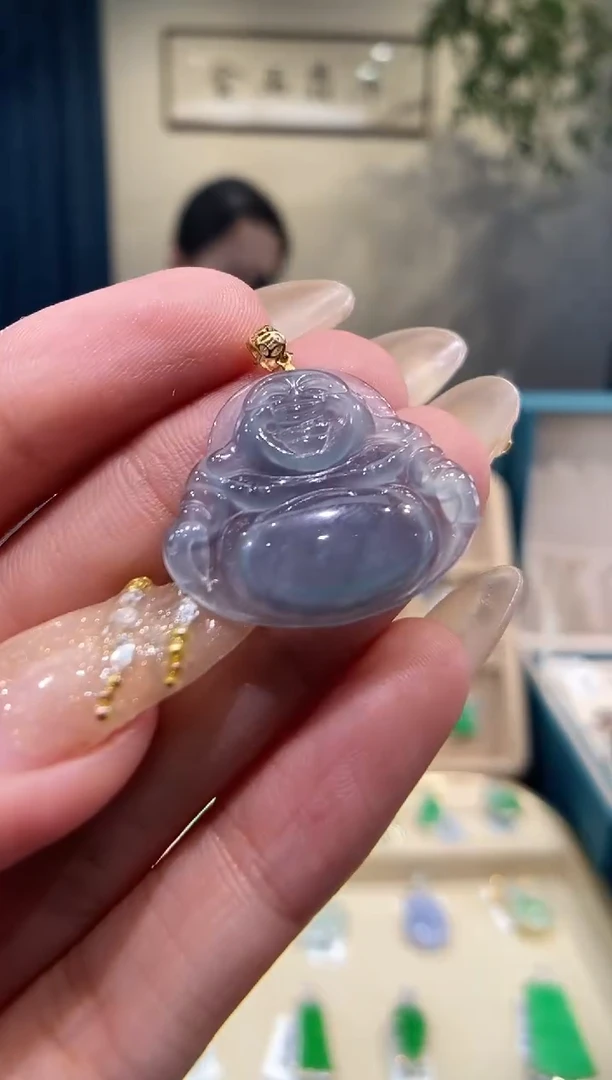 【闪购商品】翡翠吊坠(不含链)18K金镶嵌佛公