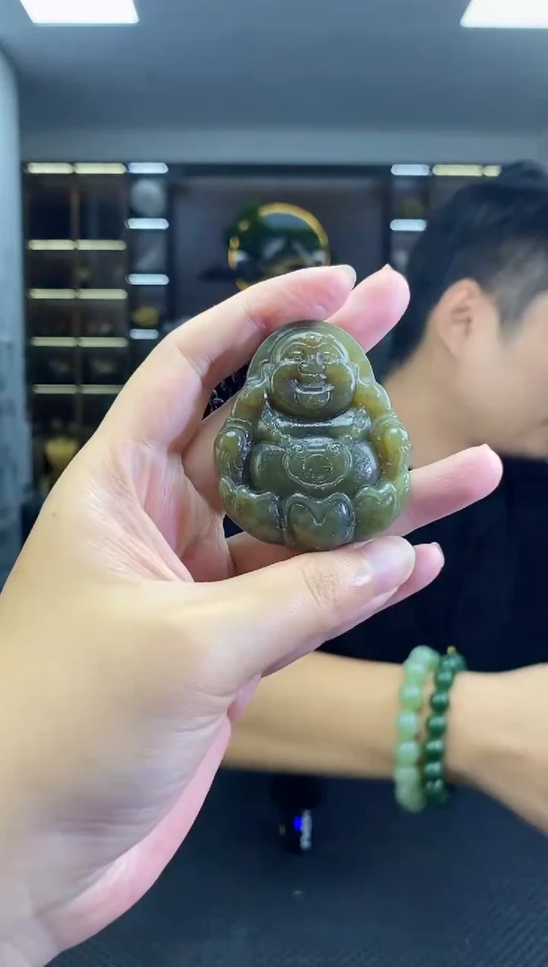 颈饰未镶嵌和田玉佛公清货2