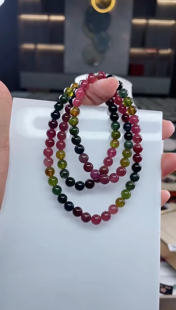 未镶嵌三圈手串碧玺（多样性发一条）Q