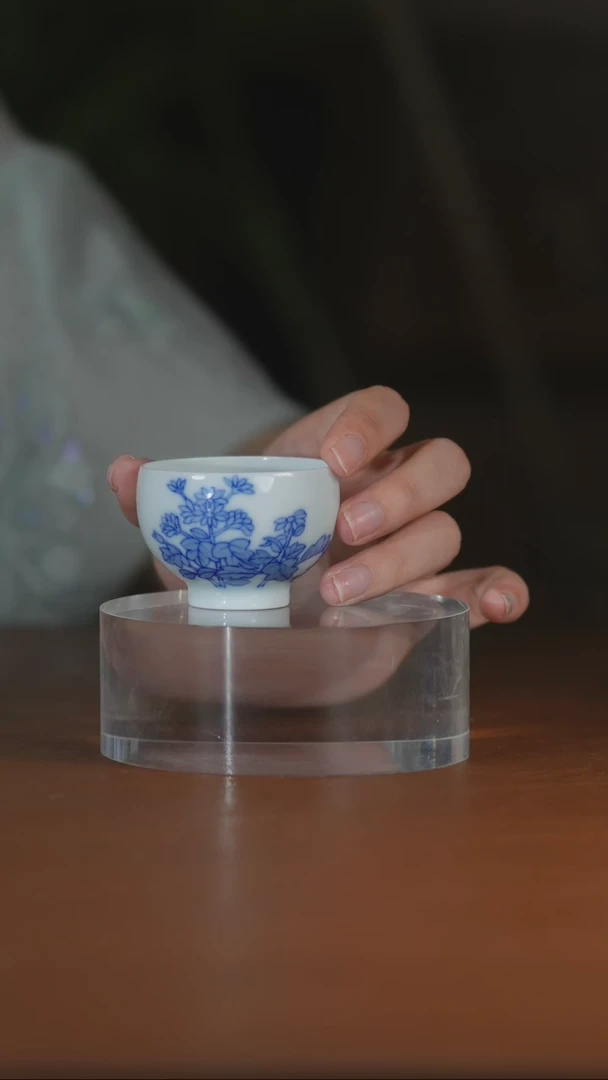 青花菊花单杯