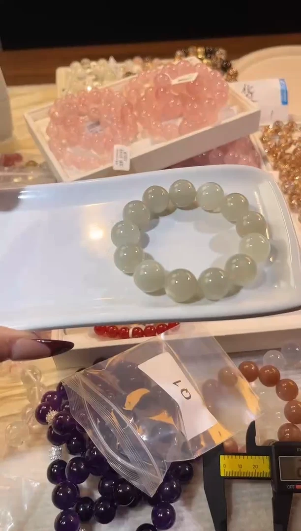 合成欧泊未镶嵌手串多样性发一Q2灰绿月光15mm