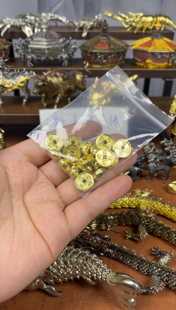 钱币10个装黄铜摆件