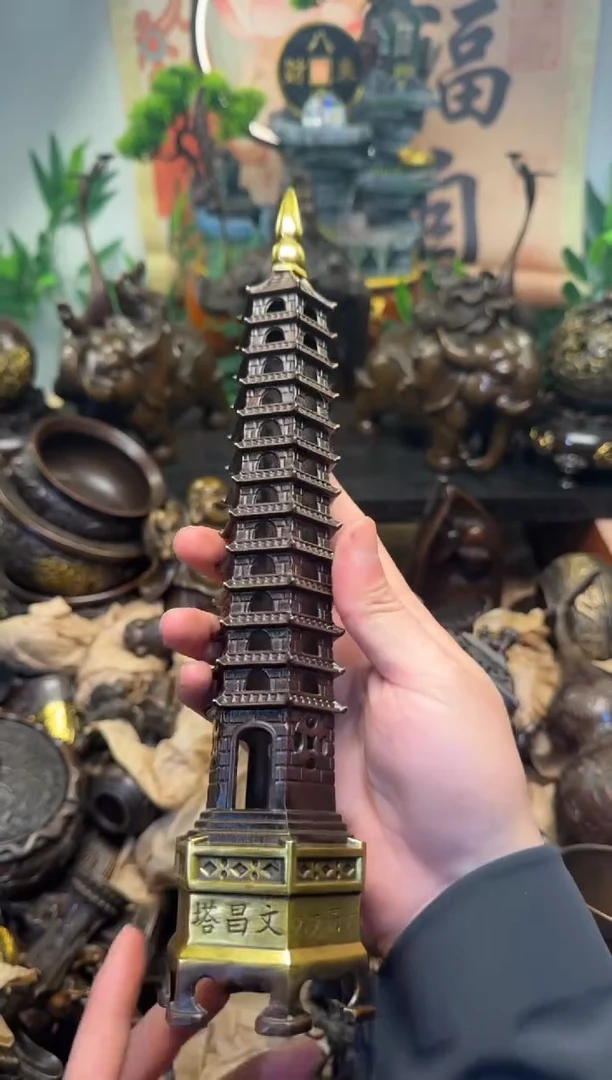 买铜就来旺铜杂货铺！（铜鎏金工艺十三层文昌塔）