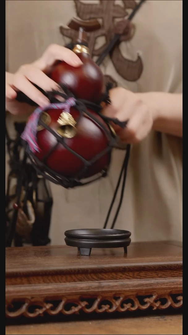 324号精品天然大漆工艺防渗内胆酒葫芦~