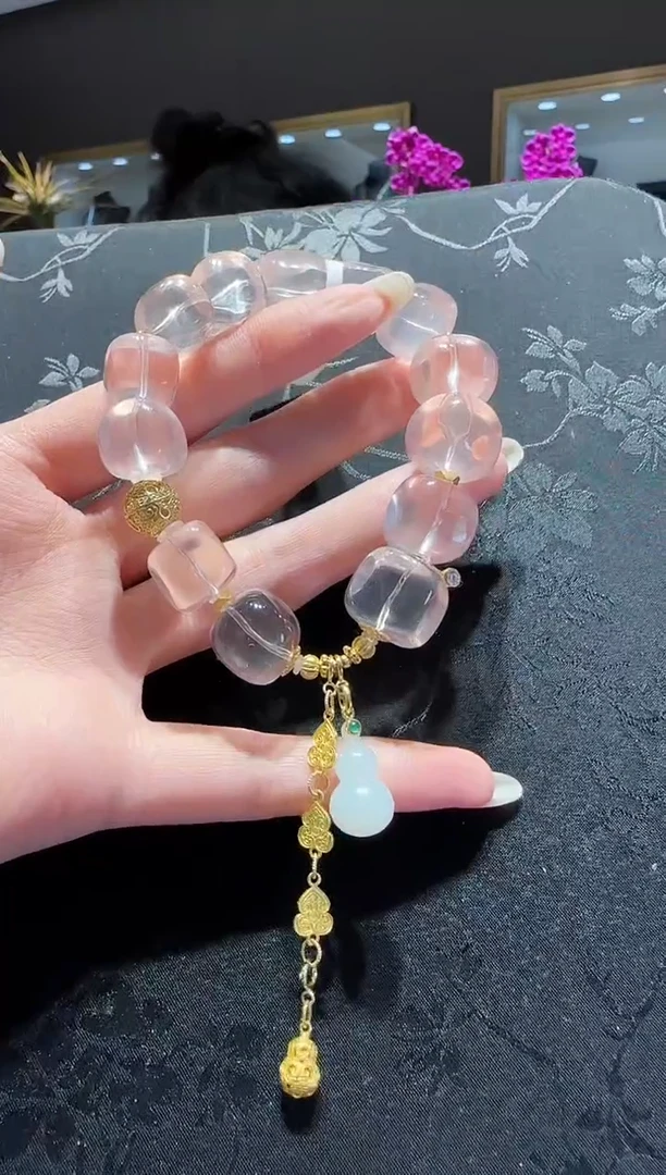 【闪购商品】水晶手串未镶嵌粉水晶方糖手串设计款