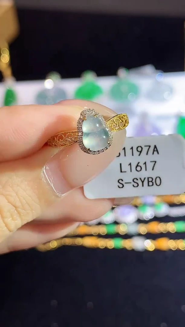 翡翠戒指18K金镶嵌L1617多样性发其一