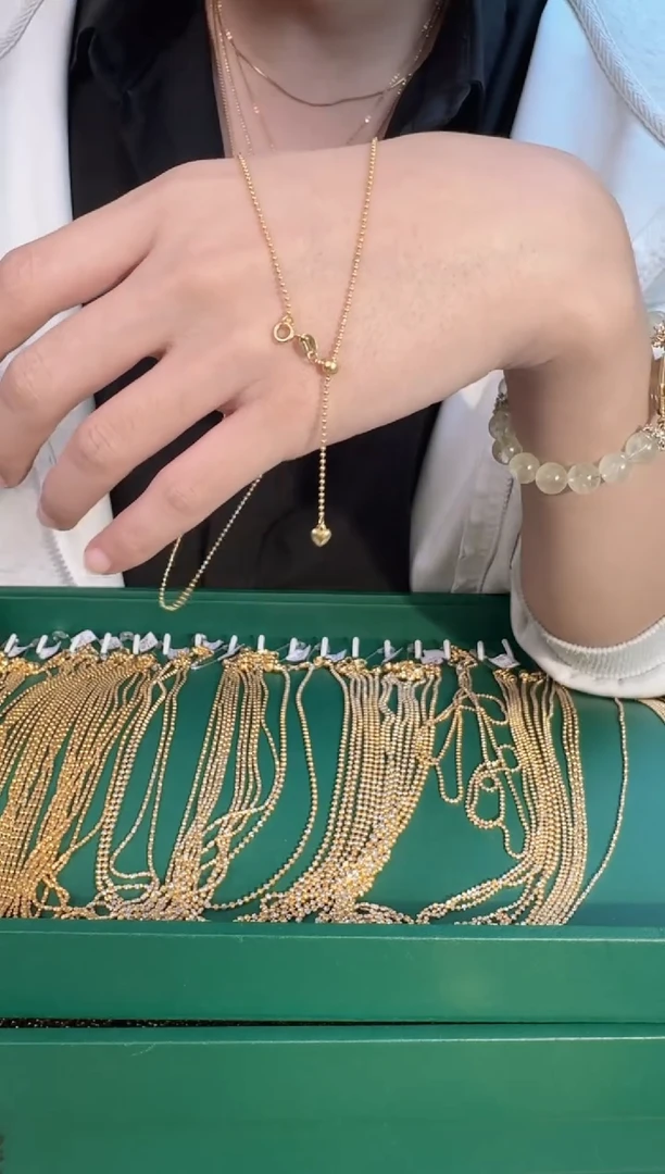 45cm爱心抽拉切面珠链2.10g（多样性发货）