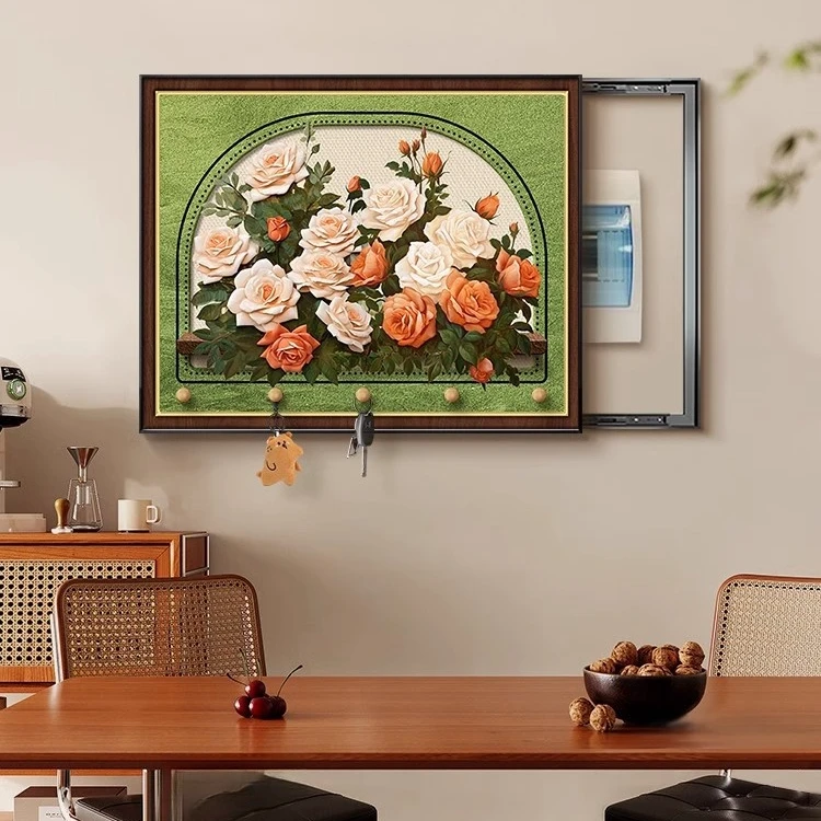 【画为峰】中古风电表箱装饰画2025新款带挂钩配电箱遮挡壁画