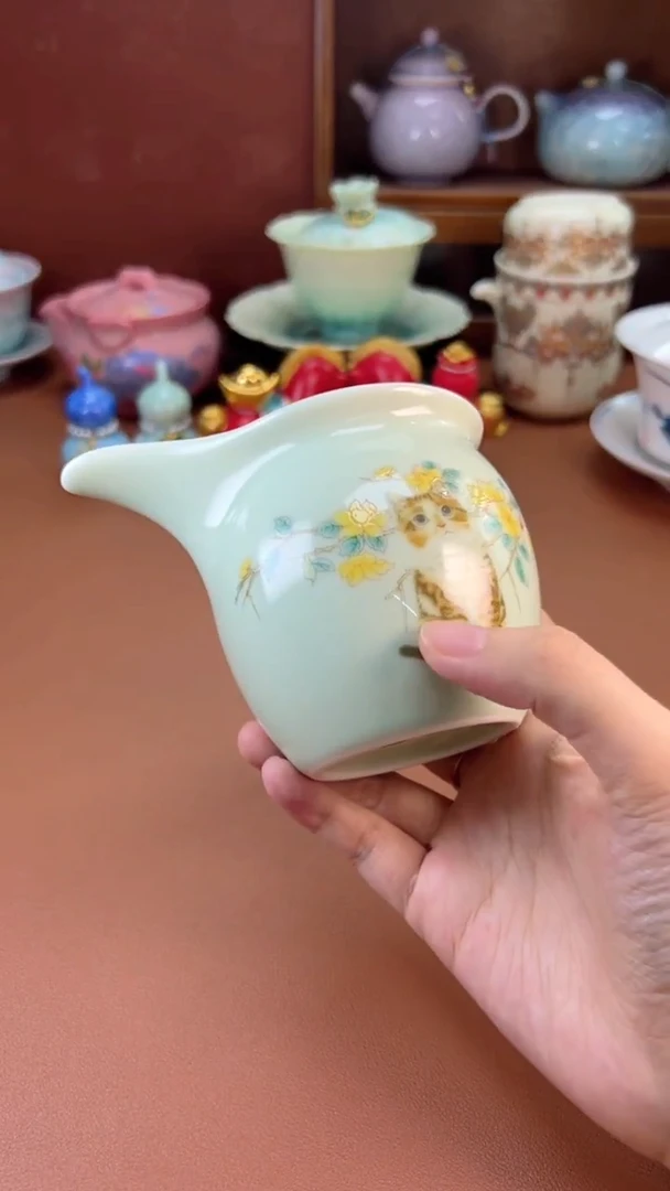 拾椿山 | 精美陶瓷茶具/茶器/茶道配件 猫咪公道杯