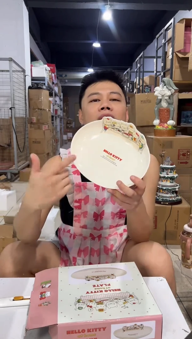 瓷片原盒kt猫一家人合集餐盘