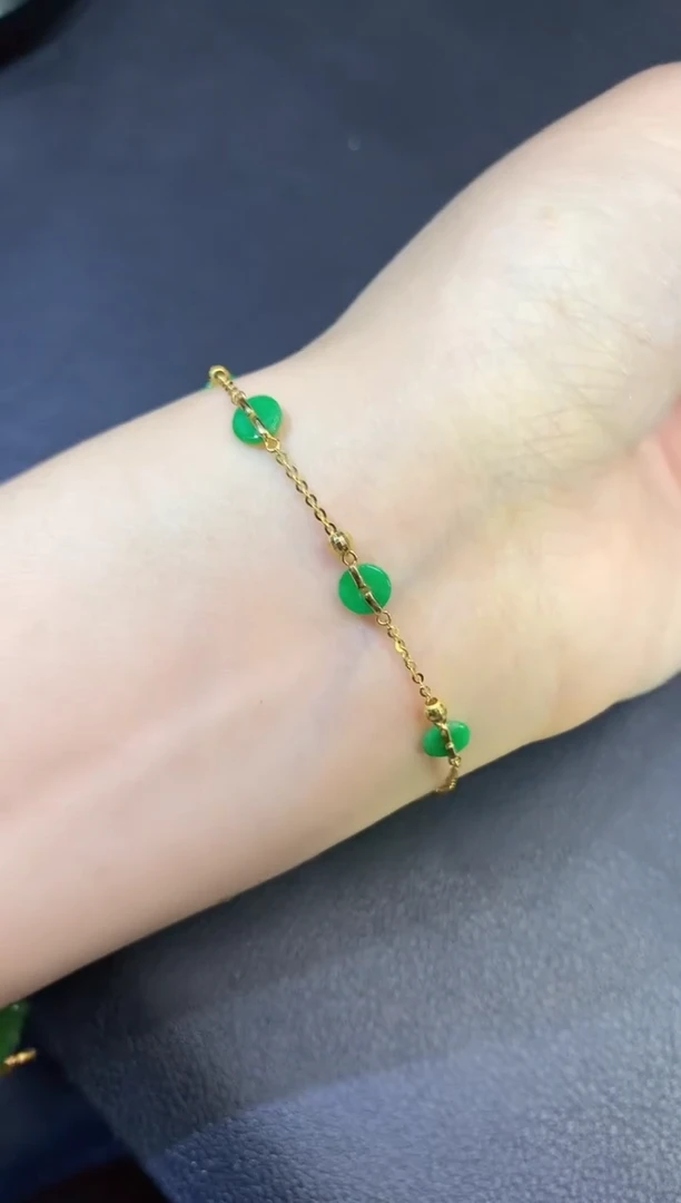 18K金镶嵌手链翡翠15-手链