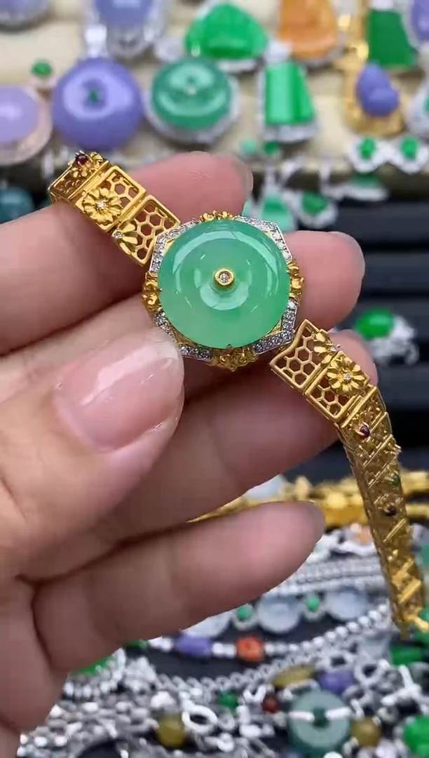 18K金镶嵌手链翡翠624-春日珠宝