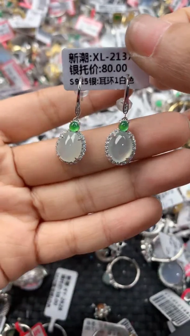 银S925镶嵌戒指翡翠13-13-13         9