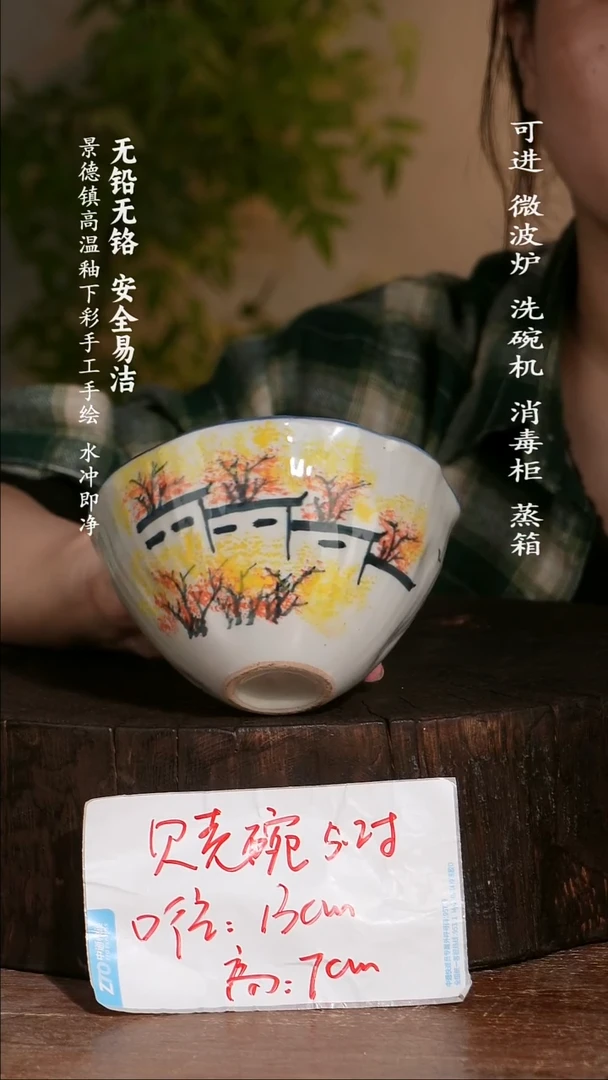 碗陶瓷景德镇高温瓷釉下彩手绘陶瓷