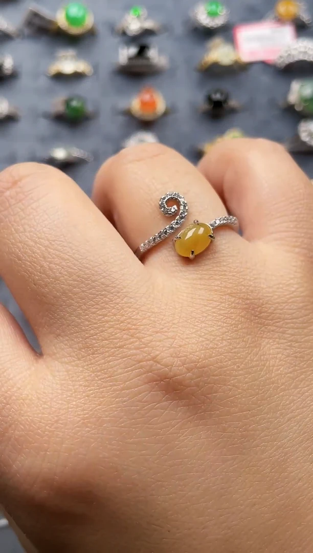 银S925镶嵌戒指翡翠1